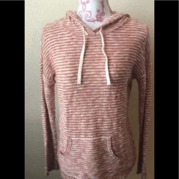 Pink And Beige Lightweight Hooded Sweater With Pockets By Pink Rose - Picture 3 of 4